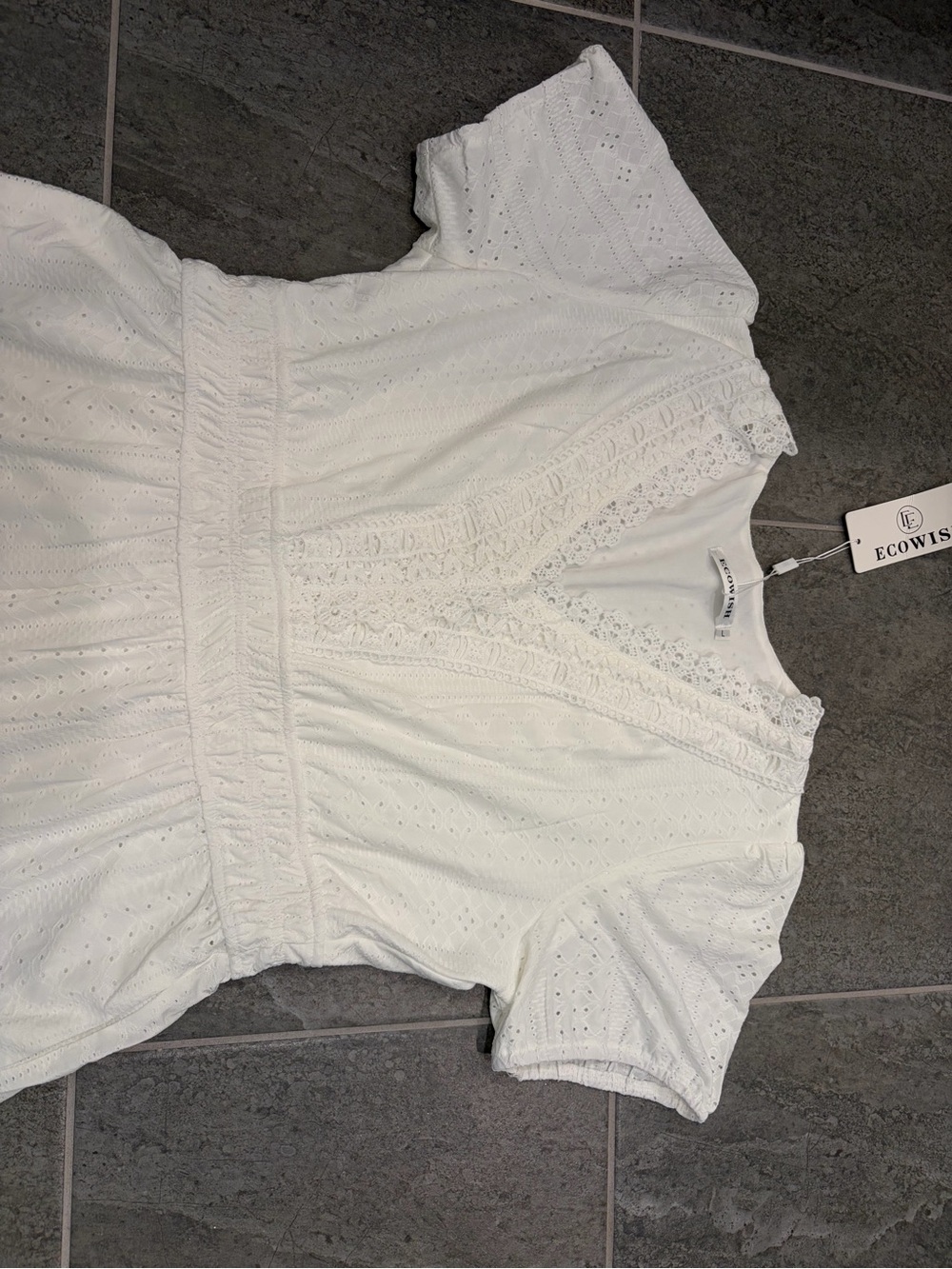 Women’s white/cream Ecowish eyelet sundress, NWT, size L - Picture 5 of 16